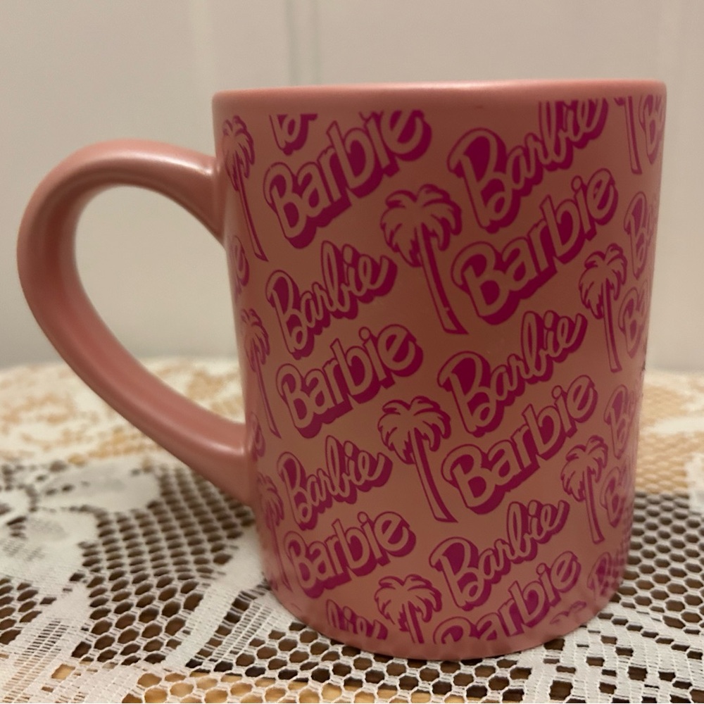 3/$30✨💕Barbie💕 Official 2023 Mattel Barbie Logo & Palm Tree Ceramic Mug - GUC🌴